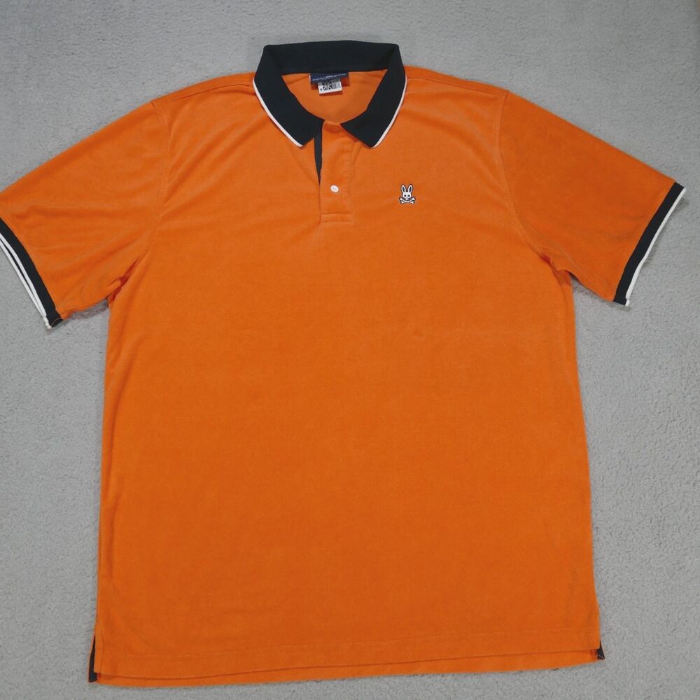 Psycho Bunny Polo Shirt Men’s Size 9 (3XL) Orange Cotton Blend Short Sleeve